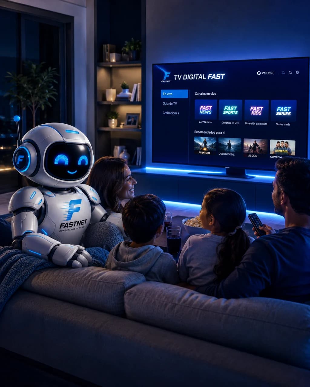 FASTER mostrando TV digital FAST NET en el hogar