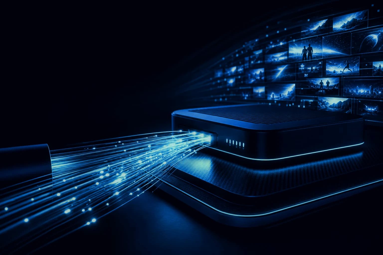 Fibra óptica conectada a TV digital FAST NET